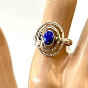 Natural Lapis - Afghanistan .925 solid Sterling Silver Ring size 8 gemstone‎